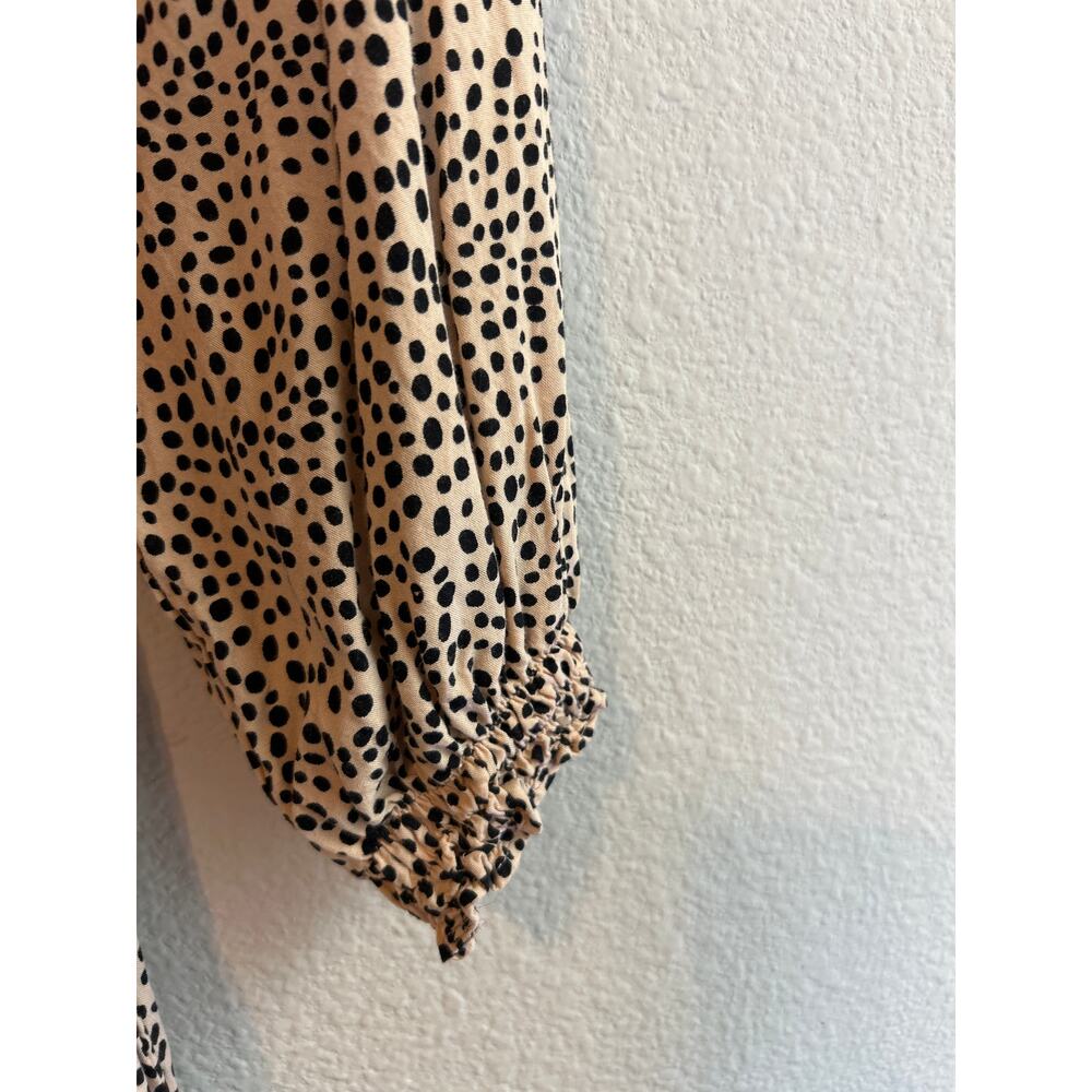 Anthropologie Beachgold | Tan/Black Polka Dot Half Sleeve Romper | Small - Picture 14 of 14